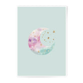 Watercolor Moon Stars Photographic Prints, Nursery Art, Celestial Wall Decor, Baby Room Art, Whimsical Art, Kids Room Decor - Tawshia